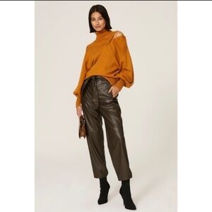 Marissa Webb Faux Leather Brown Pants